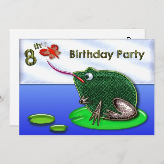 Invitation Frog & Bug in Pond 8e anniversaire (Devant / Derrière)