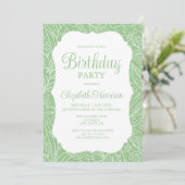 Invitation Frog Green White Flora Femme fête d'anniversaire (Debout devant)