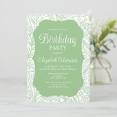 Invitation Frog Green White Flora Fille fête d'anniversaire (Debout devant)