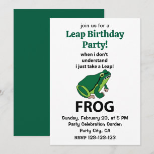 Invitation Frog Je viens de faire un saut Frog Anniversaire