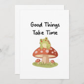 Invitation Frog Mushroom - Good Things Take Time Illustration (Devant / Derrière)