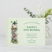 Invitation Frog with Green Hat and Shamrock Cute Birthday (Debout devant)
