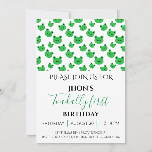 Invitation Froggy anniversaire de enfant (Devant)
