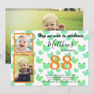 Invitation Froggy fête d'anniversaire Trois photos personnali
