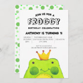Invitation Froggy garçon d'anniversaire prince Premier parti  (Devant / Derrière)
