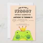 Invitation Froggy garçon d'anniversaire prince Premier parti (Devant)