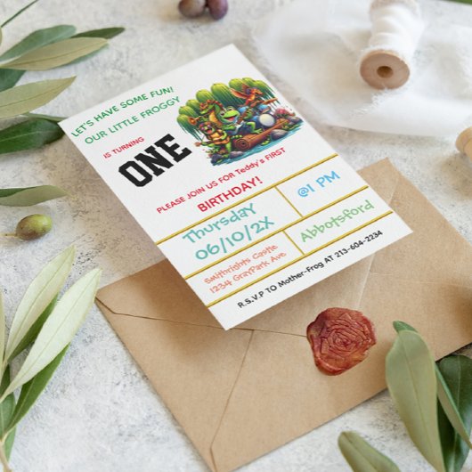 Invitation Froggy Thème Premier anniversaire