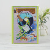 Invitation Froggy with Champagne Bottle, fête de la Saint-Syl (Debout devant)