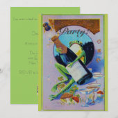 Invitation Froggy with Champagne Bottle, fête de la Saint-Syl (Devant / Derrière)