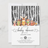 Invitation Froid Hiver Hiver Baby shower des animaux de bois (Devant)