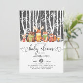 Invitation Froid Hiver Hiver Baby shower des animaux de bois (Debout devant)