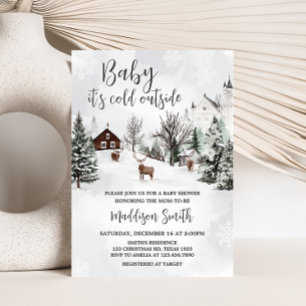Invitation Froid Hors du Baby shower d'hiver Wonderland