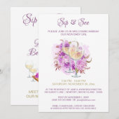 Invitation *~* Fromage au vin SIP ET VOIR Shower Party (Devant / Derrière)