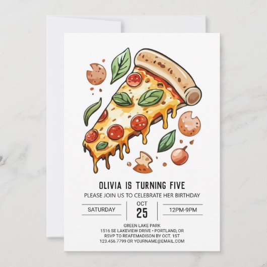 Invitation Fromage Elegance Pizza Anniversaire (Devant)