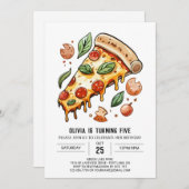 Invitation Fromage Elegance Pizza Anniversaire (Devant / Derrière)