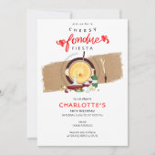 Invitation Fromage Fondue Fiesta Coeurs Pot Fondue Vin (Devant)
