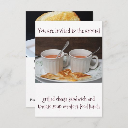 Invitation Fromage grillé et soupe de tomate Confort Déjeuner (Devant / Derrière)