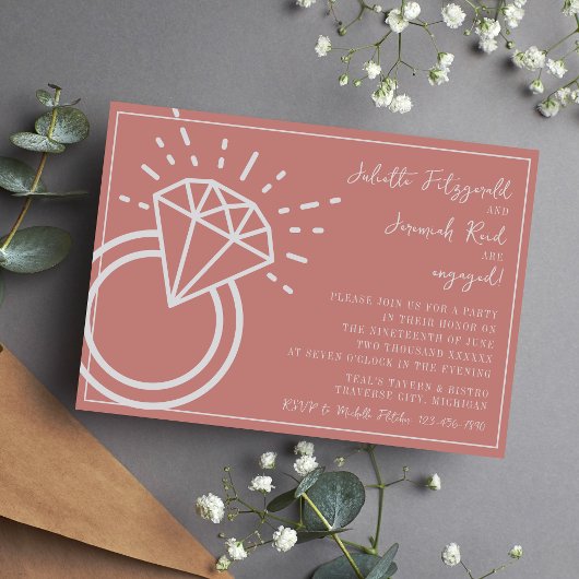Invitation Front | Couleur curée | Fêtes de fiançailles