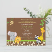 Invitation Front d'invitations de baby shower de jungle de (Debout devant)