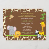Invitation Front d'invitations de baby shower de jungle de (Devant / Derrière)