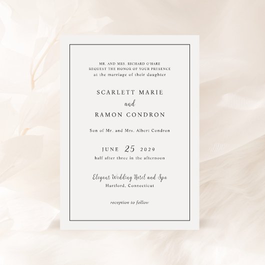 Invitation Frontale Scarlett Mariage élégant