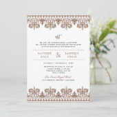 Invitation Frontière Brown Damask Anand Karaj Sikh Mariage (Debout devant)
