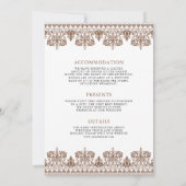 Invitation Frontière Brown Damask Anand Karaj Sikh Mariage (Dos)