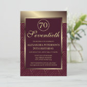 Invitation Frontière Burgundy Et Or Motif Anniversaire (Debout devant)
