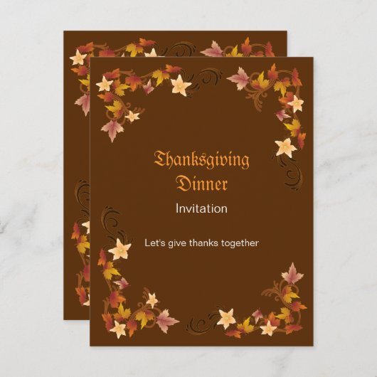 Invitation Frontière d'automne classique des Feuilles de Than (Devant / Derrière)