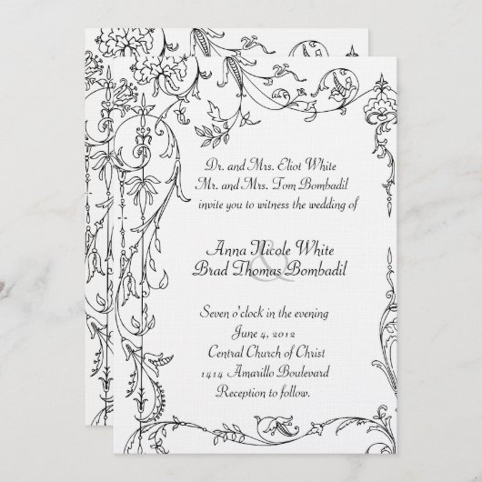 Invitation Frontière de la vigne antique (Devant / Derrière)