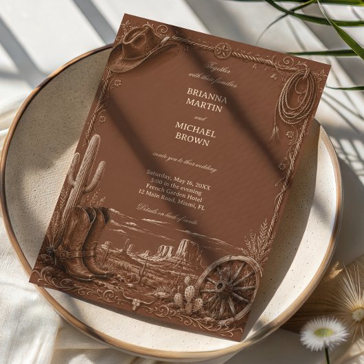 Invitation Frontière de Prairie Vintage Rustique