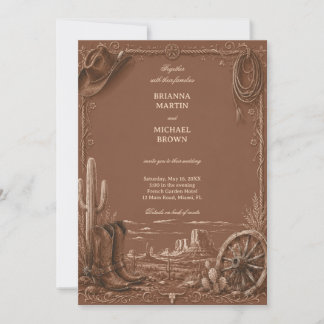 Invitation Frontière de Prairie Vintage Rustique