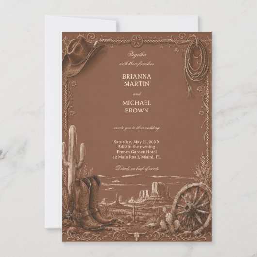Invitation Frontière de Prairie Vintage Rustique (Devant)
