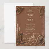 Invitation Frontière de Prairie Vintage Rustique (Devant / Derrière)