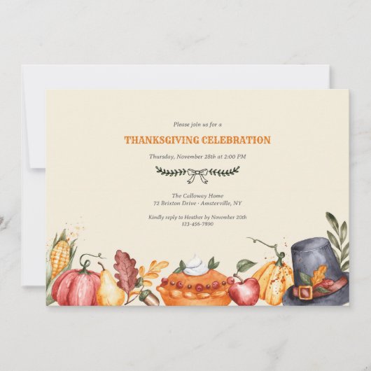 Invitation Frontière de Thanksgiving (Devant)