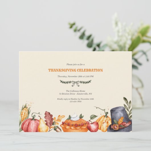 Invitation Frontière de Thanksgiving (Debout devant)