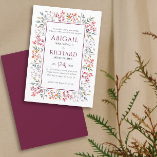 Invitation Frontière des feuilles et des baies mariage bordea