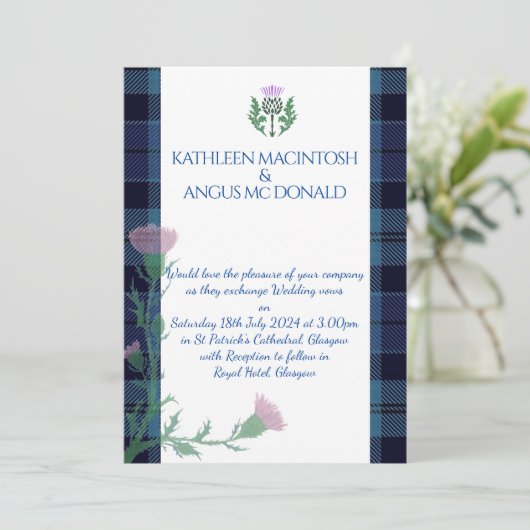 Invitation Frontière et chardon écossais traditionnel (Debout devant)