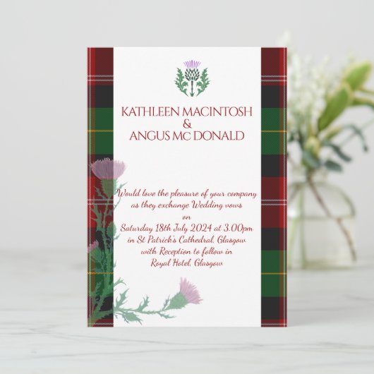 Invitation Frontière et chardon écossais traditionnel (Debout devant)