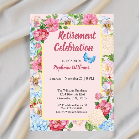 Invitation frontière fleurie de retraite des femmes