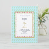 Invitation Frontière florale Aqua & Gold mariage indien Mehen (Debout devant)