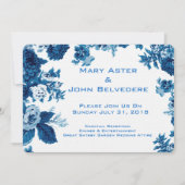 Invitation Frontière florale botanique vintage bleue et (Devant)