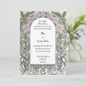 Invitation Frontière florale rose Art nouveau par Alphonse Mu (Debout devant)