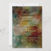 Invitation Frontière Gold Filigree Dreamy Aquarelle Quinceañe (Devant)