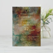 Invitation Frontière Gold Filigree Dreamy Aquarelle Quinceañe (Debout devant)