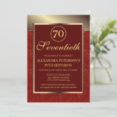 Invitation Frontière Maroon Rouge Et Or Motif Anniversaire (Debout devant)