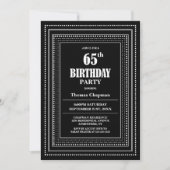 Invitation Frontière moderne noire et blanche 65e anniversair (Devant)