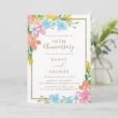 Invitation Frontière or florale 50e anniversaire Mariage (Debout devant)