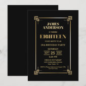 Invitation Frontière Or moderne 18ème anniversaire fête (Devant / Derrière)