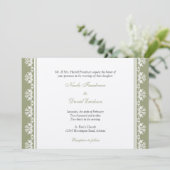 Invitation Frontière perlée verte de l'Écru mariage personnal (Debout devant)